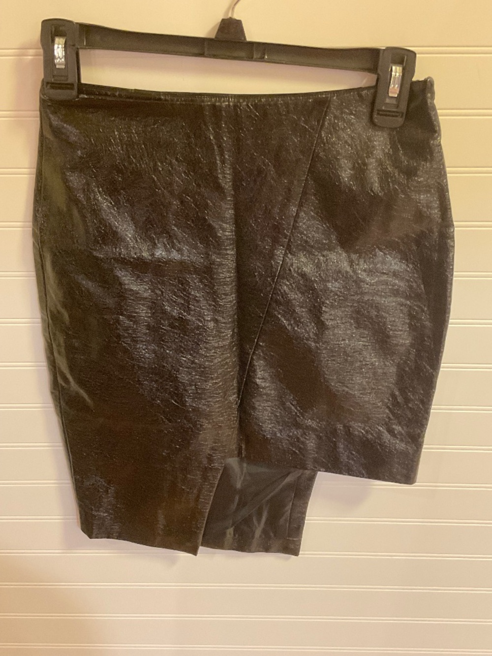 NA-KD Black Faux Leather Asymmetrical Mini Skirt.  Size:  EU34. 2US.  Pre Owned